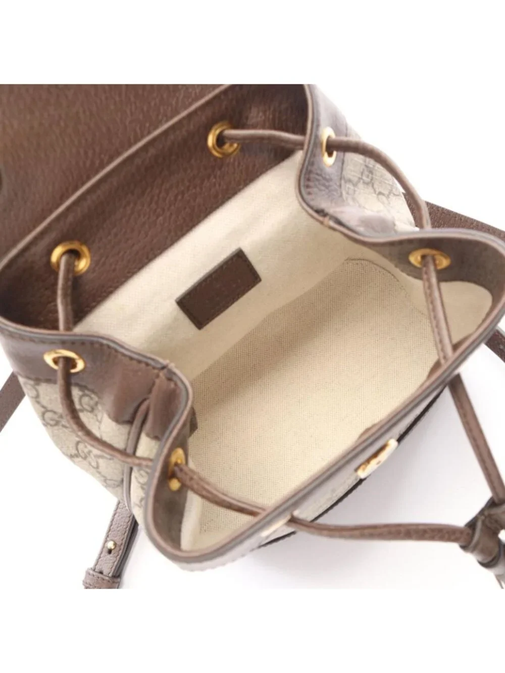 Gucci Backpack Ophidia Mini GG Supreme Beige Brown Green Canvas Leather